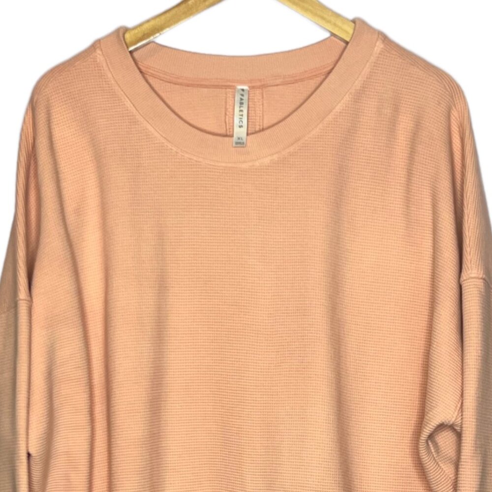 🆕Fabletics Womens Anna Waffle Knit Crop Sweatshirt Sweater Pink Sz XL - Picture 4 of 9